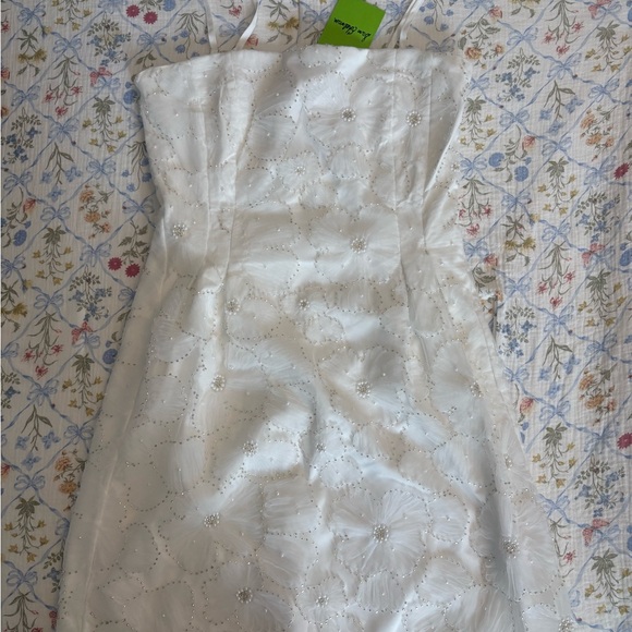 Sam Edelman Dresses & Skirts - Sam Edelman Strapless White Floral Beaded Cocktail Dress